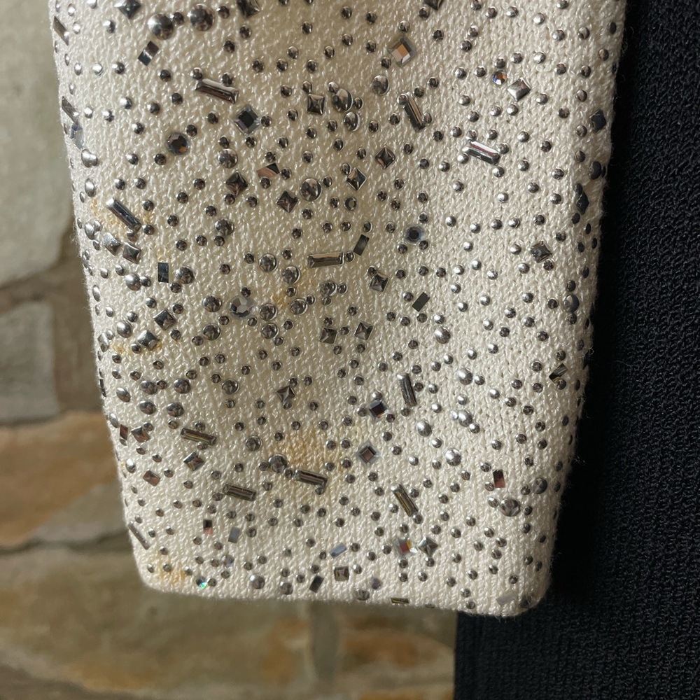 Vintage 1980s St. John Evening Studded Knit Maxi Dress – Black & Cream - Picture 11 of 12